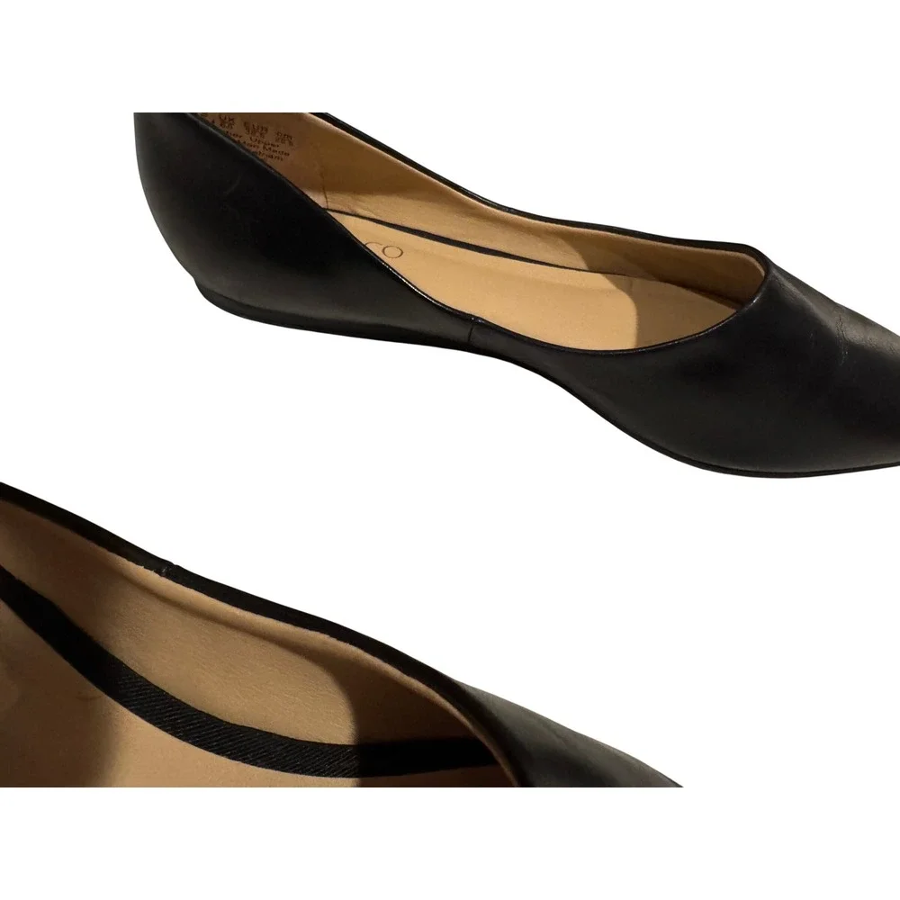 Franco Sarto Hazeline Black Leather Pointed Toe Flats Shoes Mens 8.5 M